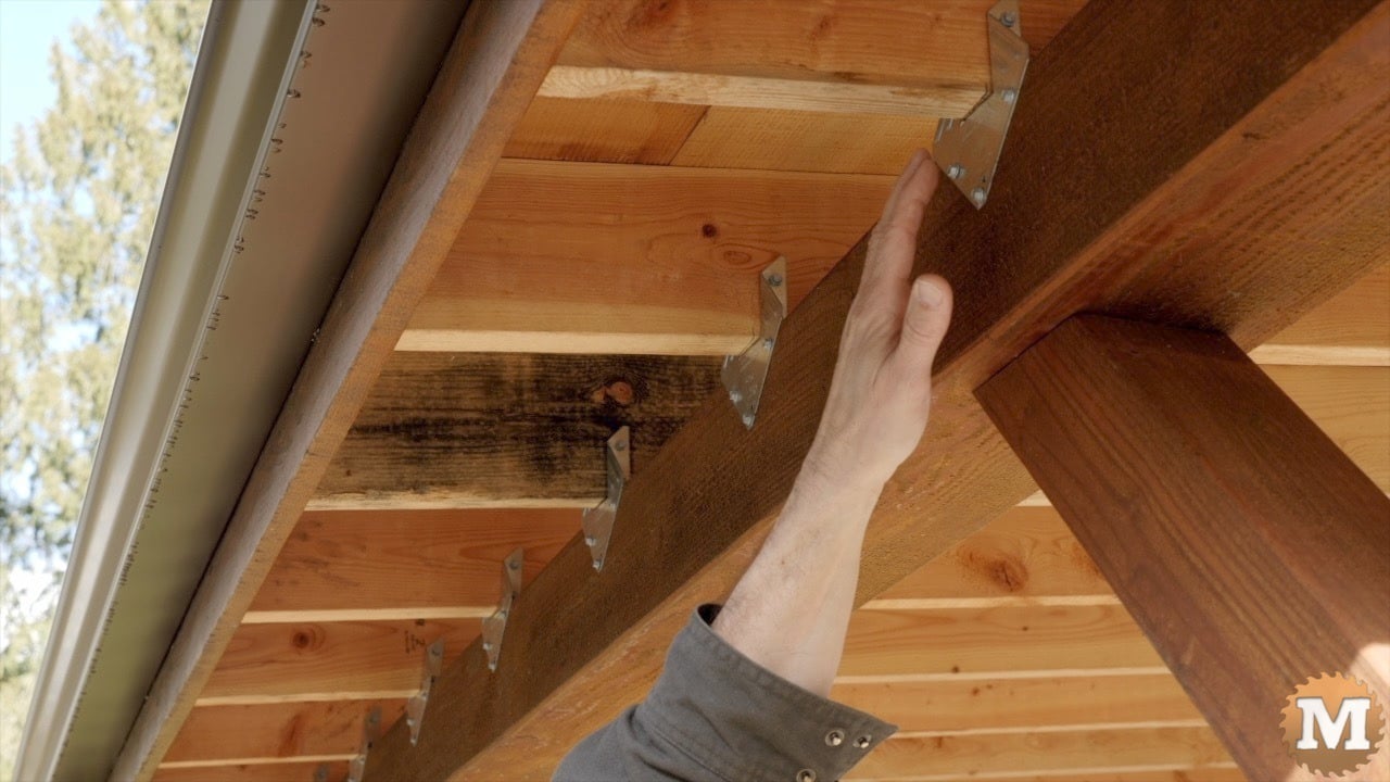 Rafter ties on a beam