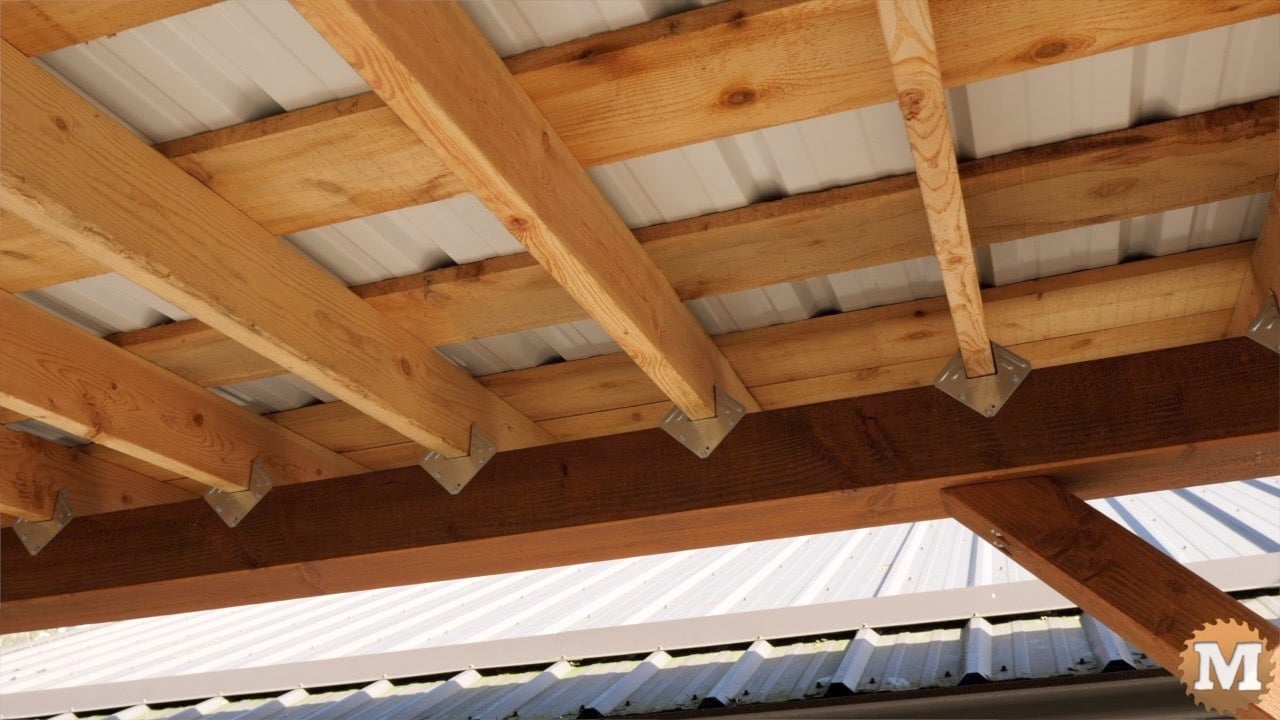 a wooden beams on a roof