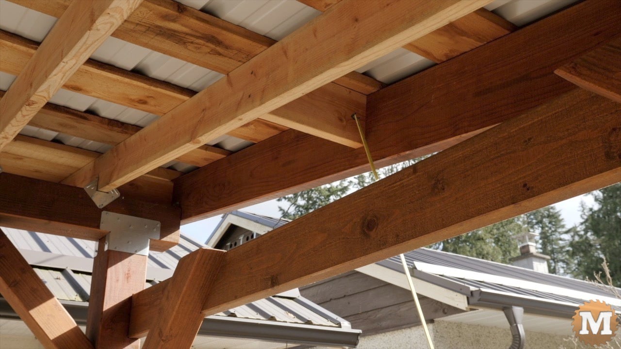 a wooden beams on a roof