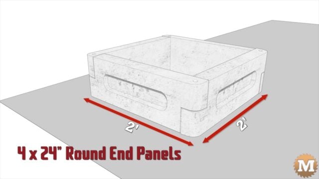 animation still of a round end concrete raised garden bed