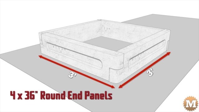 animation still of a round end concrete raised garden bed