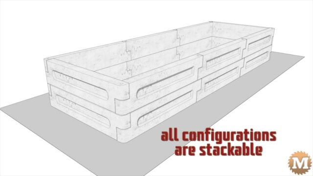 animation still of a round end concrete raised garden bed