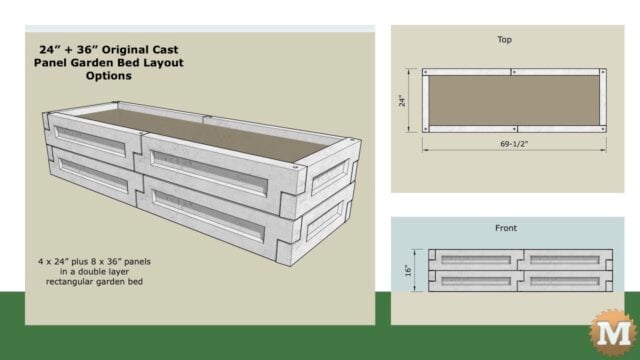 concrete garden bed 24 2x36 inch panel double row