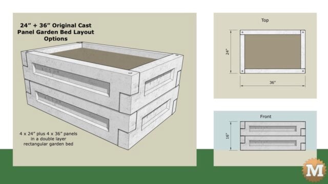 concrete garden bed 24 36 inch panel double row