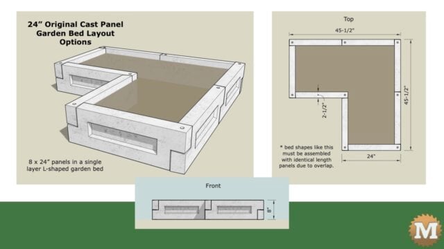 concrete garden bed 24 inch panel L shape single row