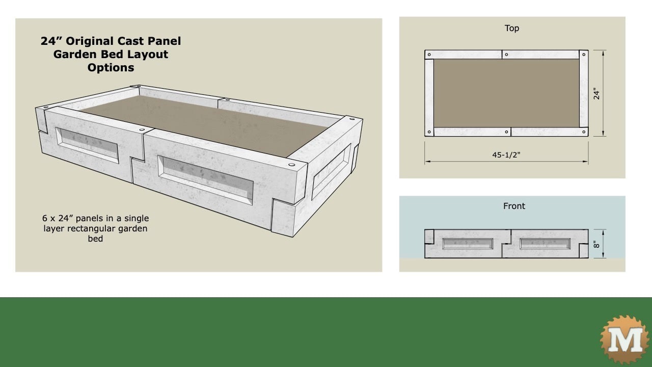 concrete garden bed 24 inch panel rectangle single row