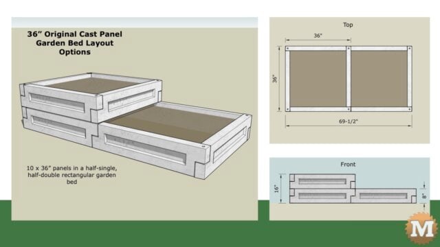 concrete garden bed 36 inch panel rectangle mixed rows