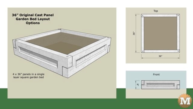 concrete garden bed 36 inch panel square single row