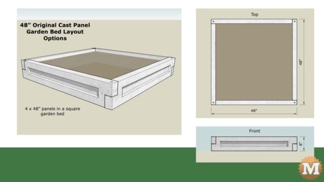 concrete garden bed 48 inch panel square single row
