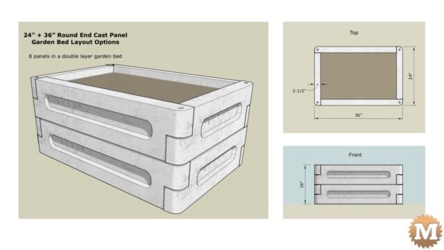 concrete raised bed 24 36 inch panel configurations options double row