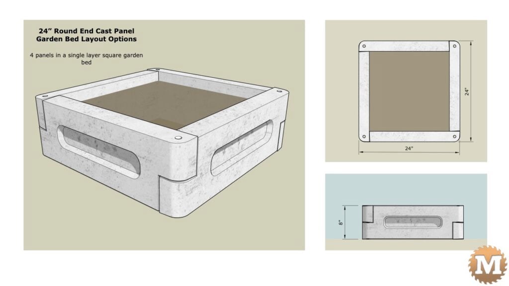 concrete raised bed 24 inch panel configurations options single row