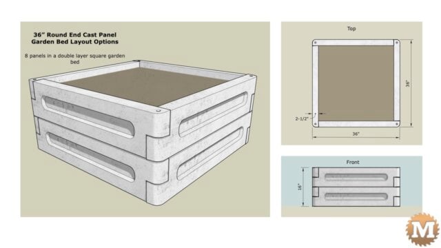 concrete raised bed 36 inch panel configurations options double row