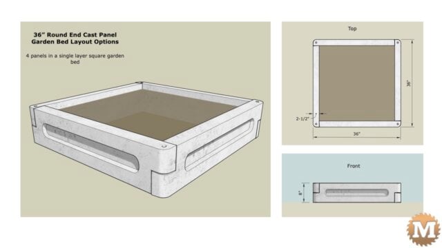 concrete raised bed 36 inch panel configurations options single row