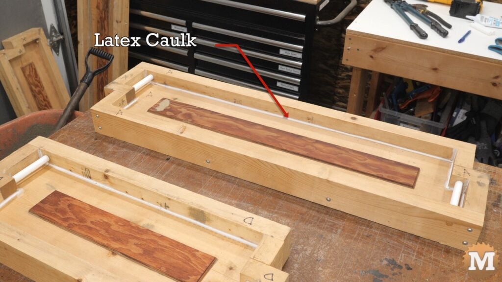 wooden molds on a bench