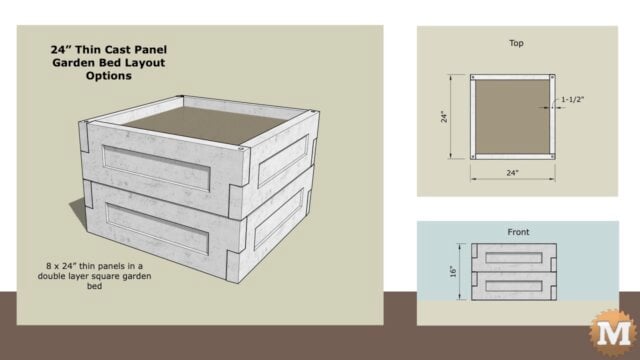 thin concrete garden bed 24 inch panel square dbl w