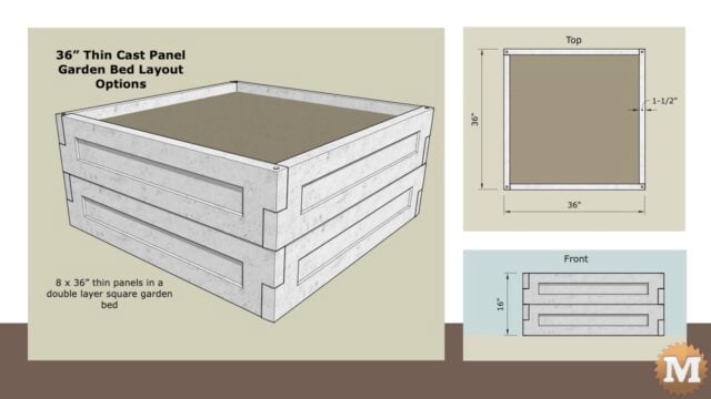 thin concrete garden bed 36 inch panel square dbl w