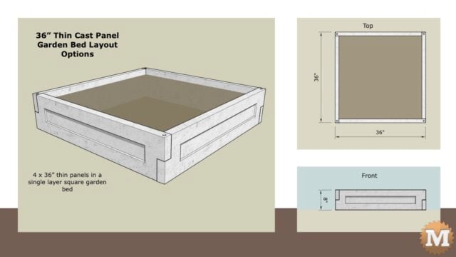 thin concrete garden bed 36 inch panel square w