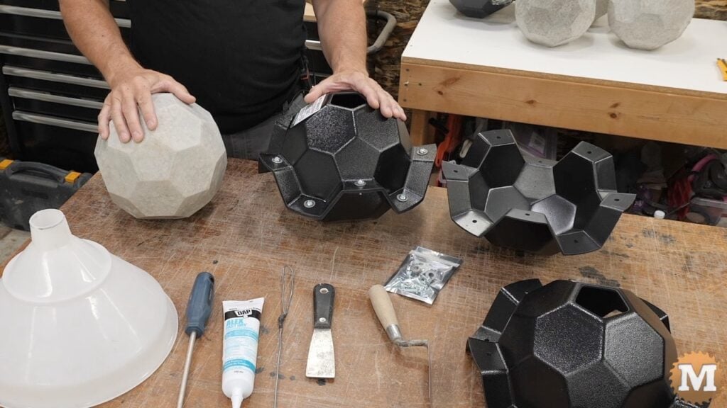 The concrete casting, molds, and basic tools